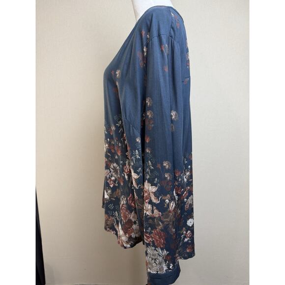 Tolani Collection Tunic Blouse 100% Modal Blue Floral Women’s Sz XL Fairy Boho - Picture 8 of 14
